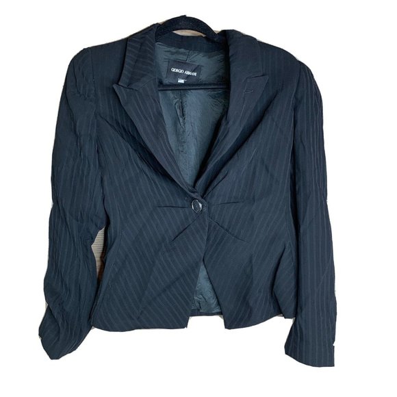 Giorgio Armani Jackets & Blazers - Giorgio Armani Borgo 21 Womans 40 Black Jacket pinstripes missing cuff buttons